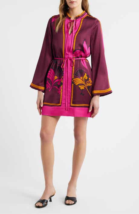 CIEBON Timber Placed Floral Long Sleeve Minidress