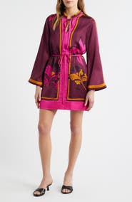 CIEBON Timber Placed Floral Long Sleeve Minidress