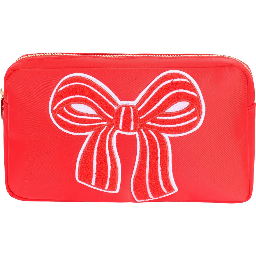 Bloc Bags Medium Bow Cosmetics Bag in Red/red Stripe  product