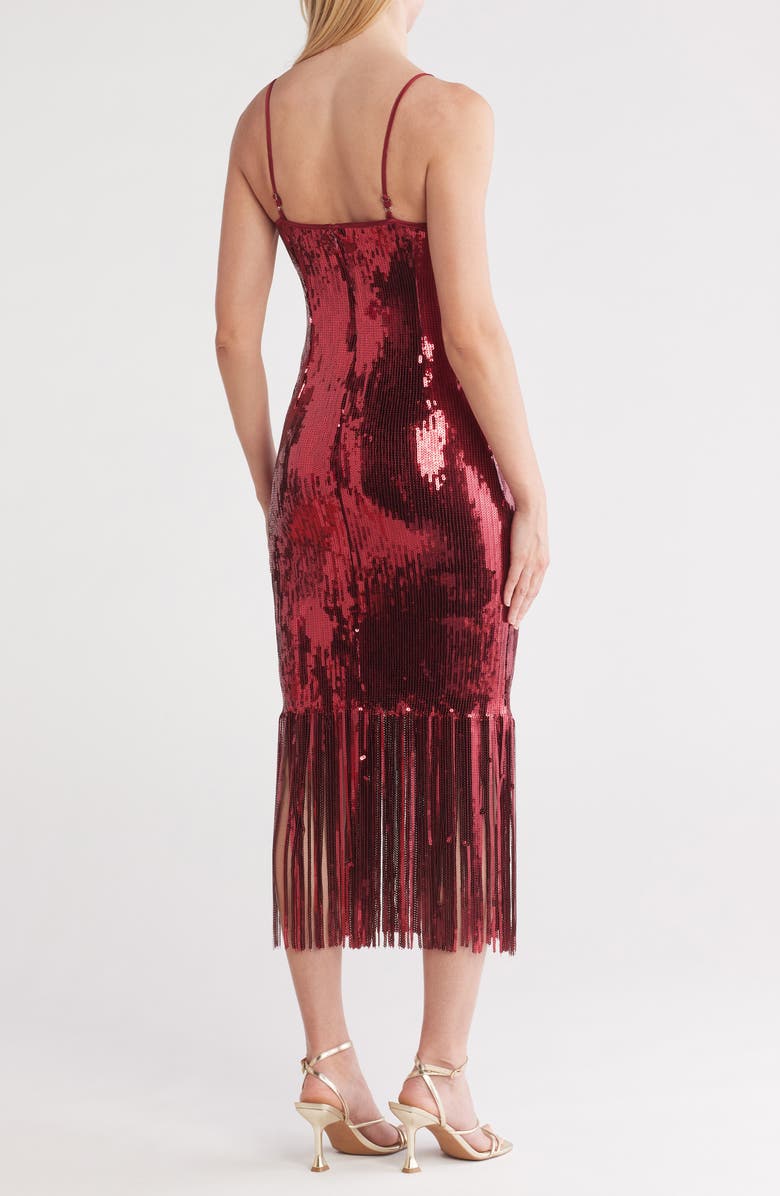 Nanette Lepore Deco Fringe Sequin Dress, Alternate, color, Red