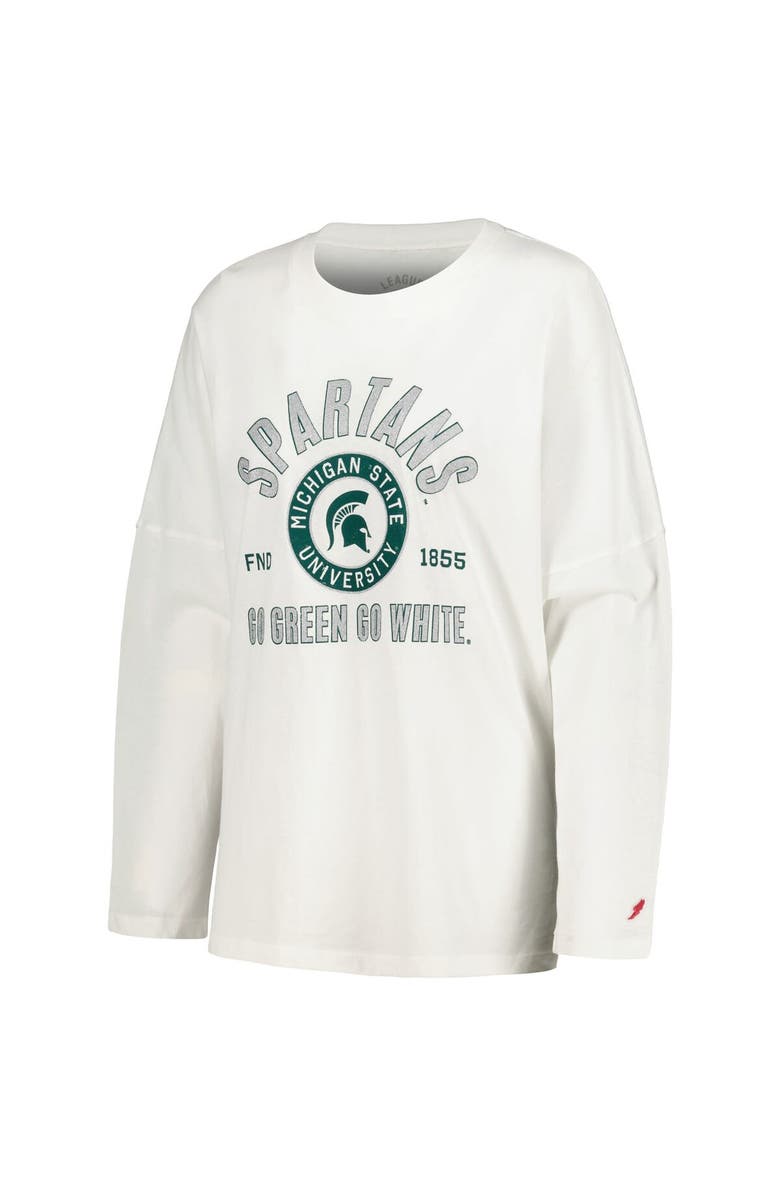 LEAGUE COLLEGIATE WEAR Women's League Collegiate Wear White Michigan State Spartans Clothesline Oversized Long Sleeve T-Shirt, Alternate, color, 