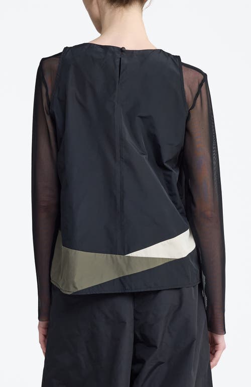 Luukaa Tallora Asymmetric Panel Taffeta Top In Multi