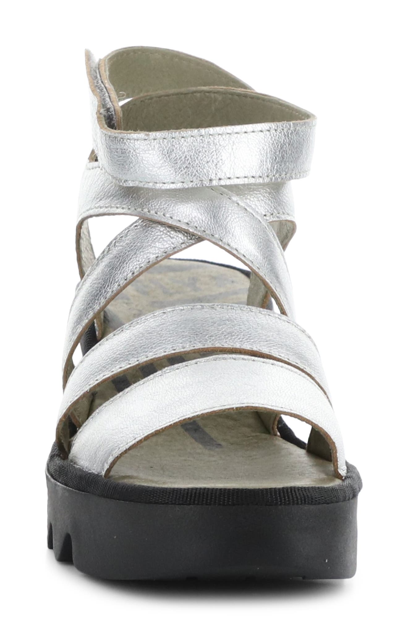 Fly London Bafy Ankle Strap Platform Wedge Sandal, Alternate, color, 000 Silver Idra
