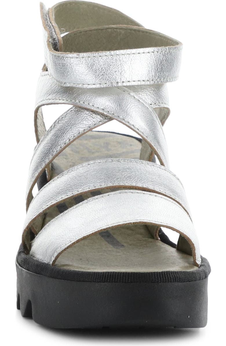 Fly London Bafy Ankle Strap Platform Wedge Sandal, Alternate, color, 000 Silver Idra