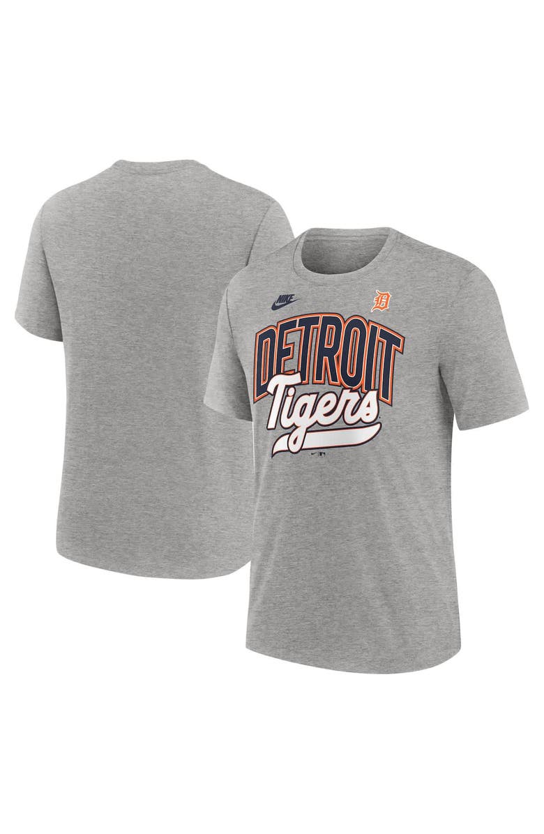 Nike Men's Nike Heather Gray Detroit Tigers Cooperstown Collection Retro Tri-Blend T-Shirt, Alternate, color, Heather Gray