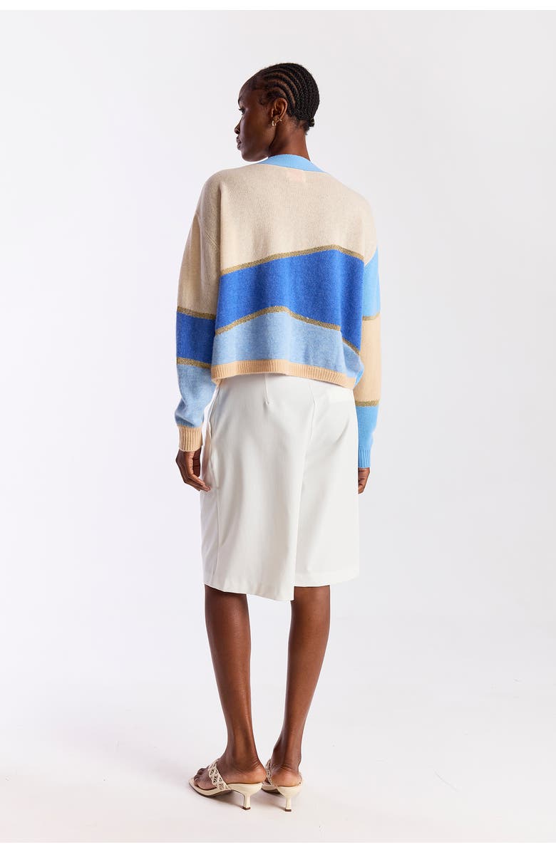 Brodie Pure Cashmere Abstract Scenic 100% Cashmere Cardigan, Alternate, color, Soft Camel/Splash, Willow