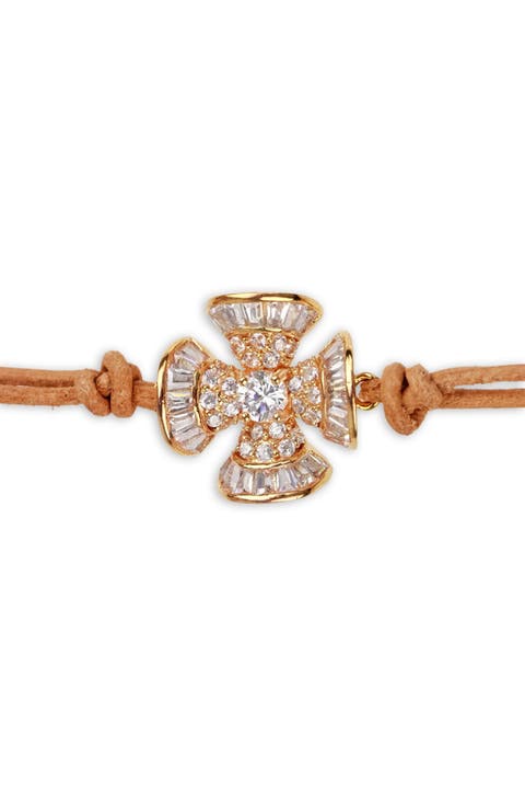 Crystal Clover Leather Wrap Choker Necklace