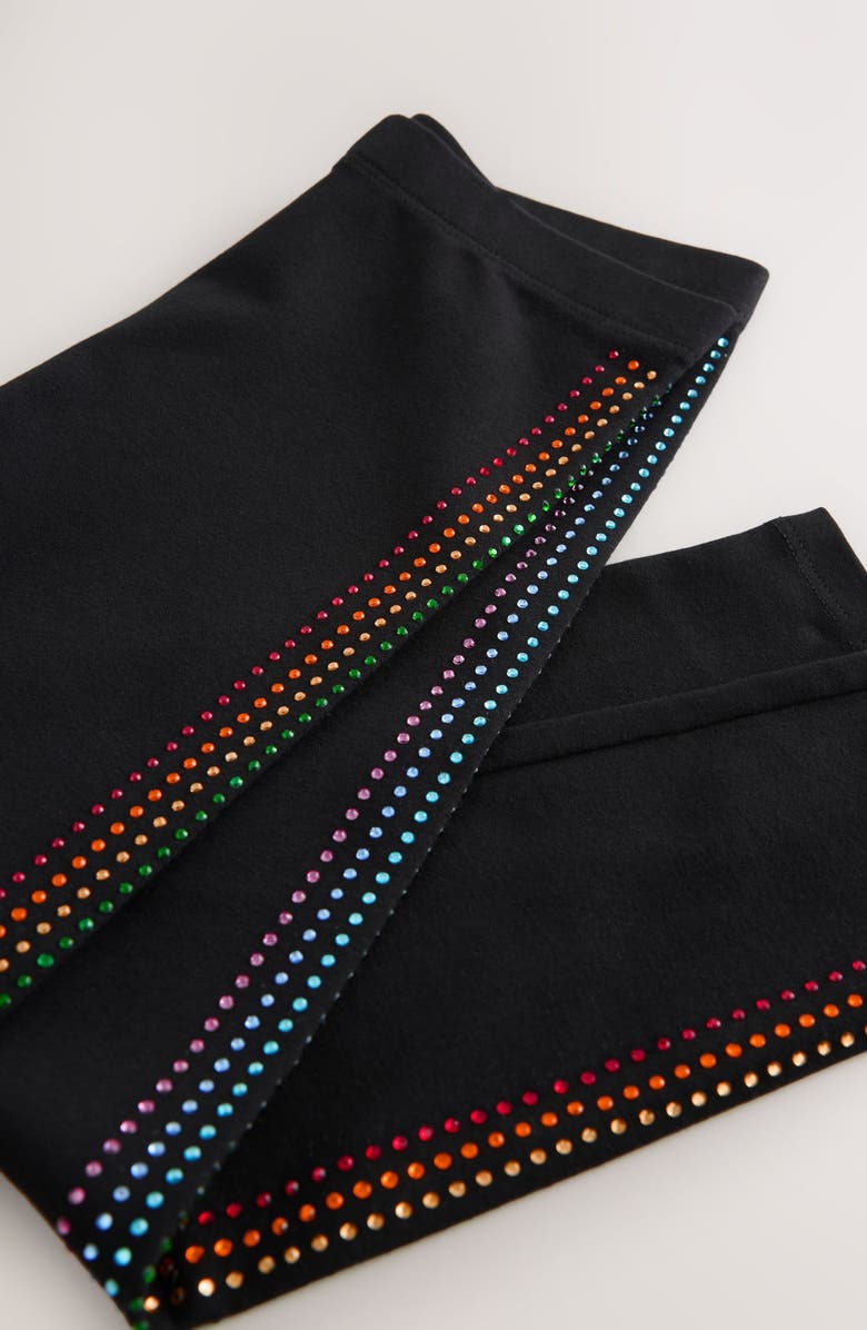 NEXT Kids' Rainbow Seam Diamante Leggings, Alternate, color, Black