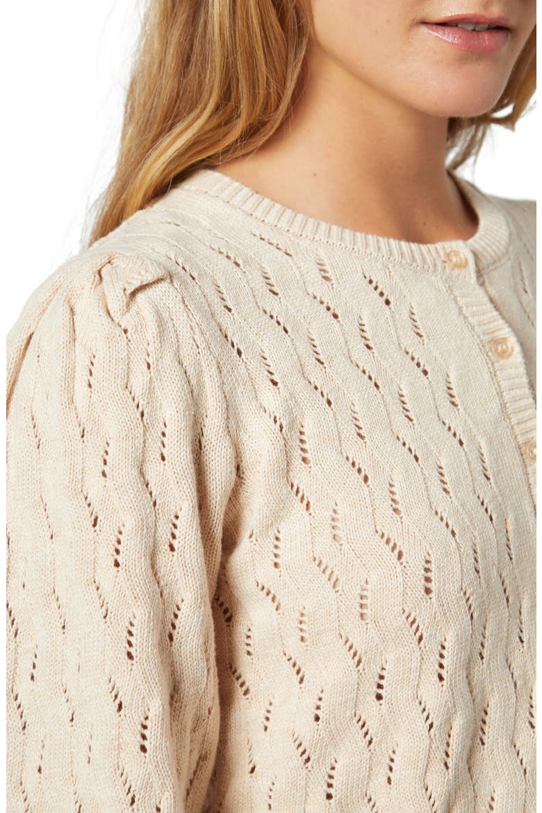 Wilsale Pointelle Cotton & Linen Cardigan, Alternate, color, TAPIOCA