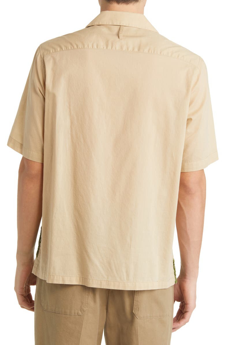 NN07 Julio 5452 Open Stitch Floral Inset Short Sleeve Button-Up Camp Shirt, Alternate, color,