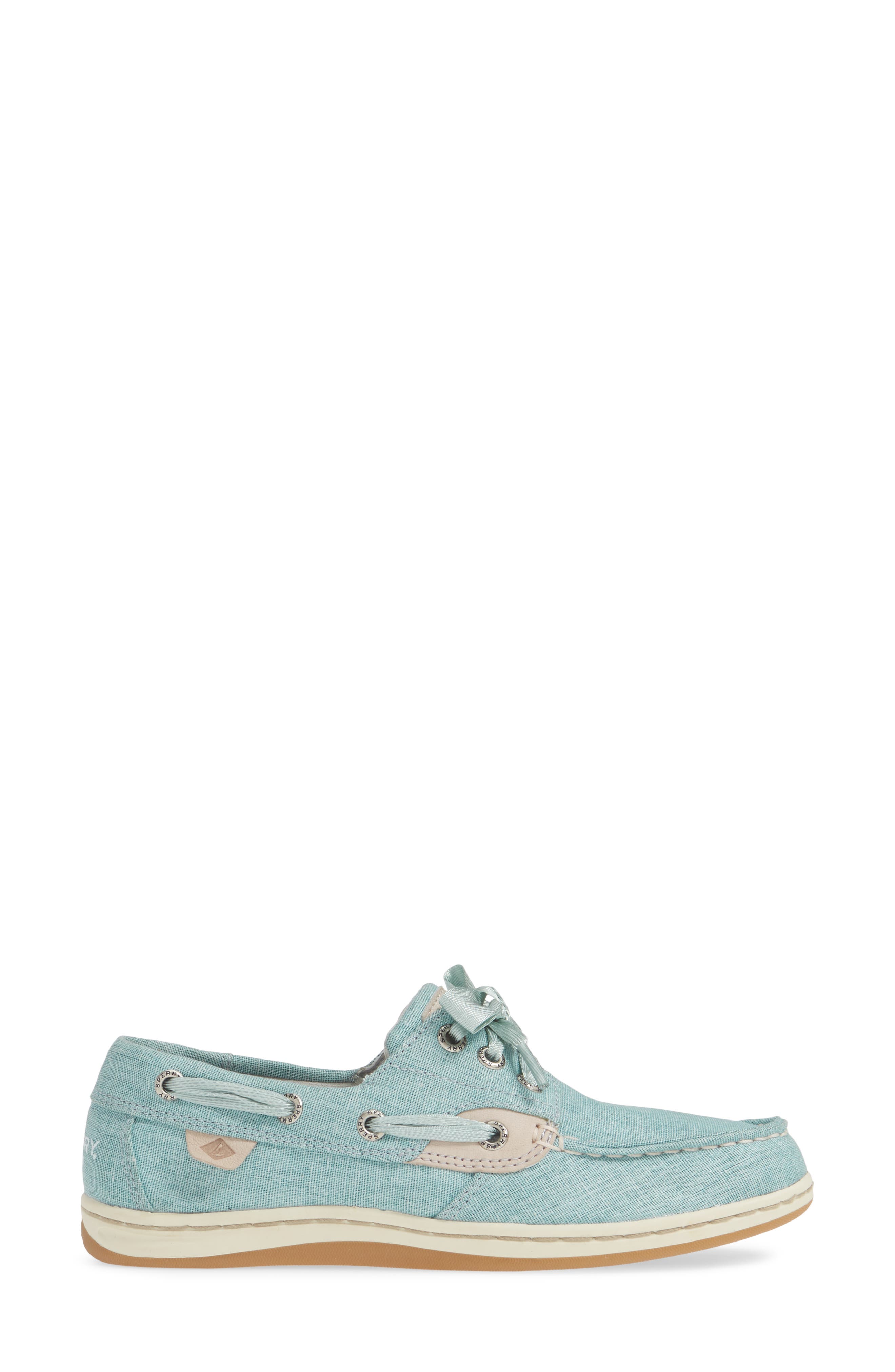 Sperry Songfish Linen Boat Shoe, Alternate, color, AQUA LINEN/ LEATHER