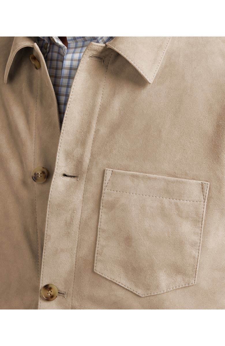 David Donahue City Suede Button-Up Shirt Jacket, Alternate, color, Sandstone