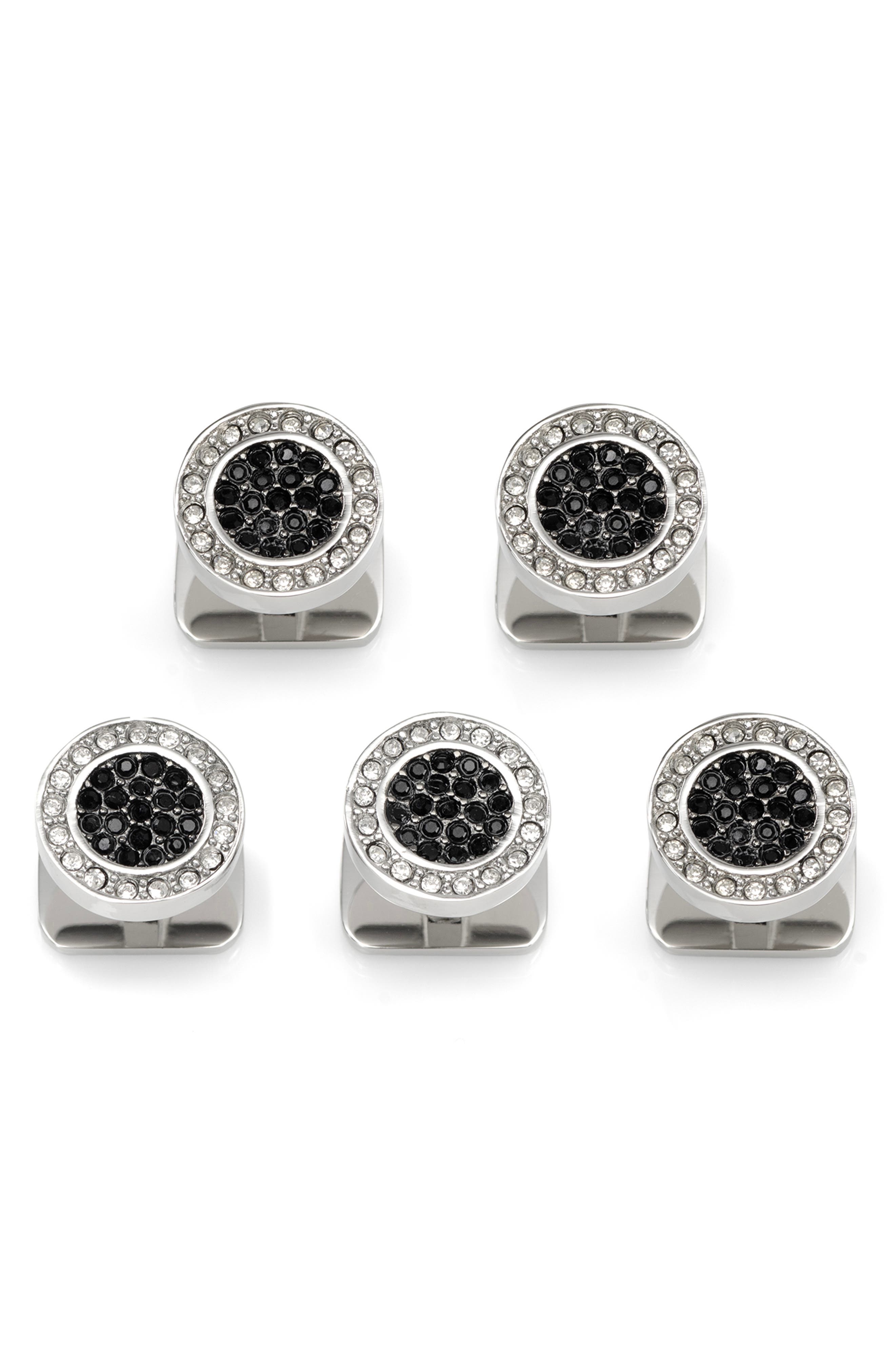 Cufflinks, Inc. VDP White & Black Pave Crystals Stud Set 