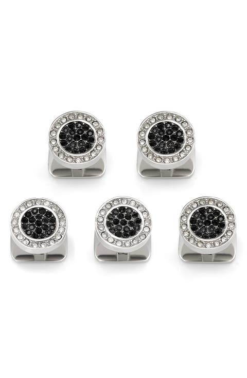 Vincent De Paul White & Black Pave Crystals Stud Set