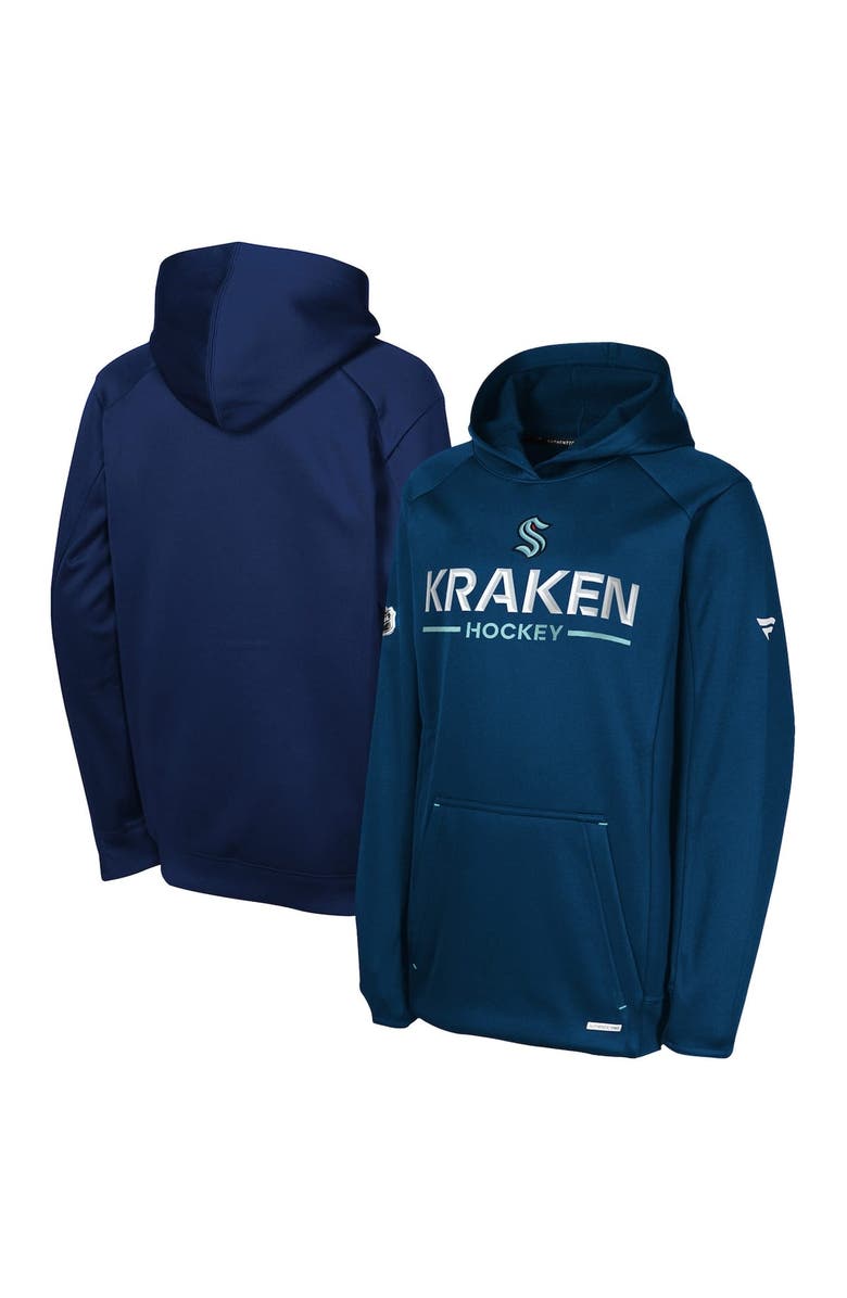 FANATICS Youth Fanatics Deep Sea Blue Seattle Kraken Authentic Pro Rink Raglan Hoodie, Alternate, color, Navy