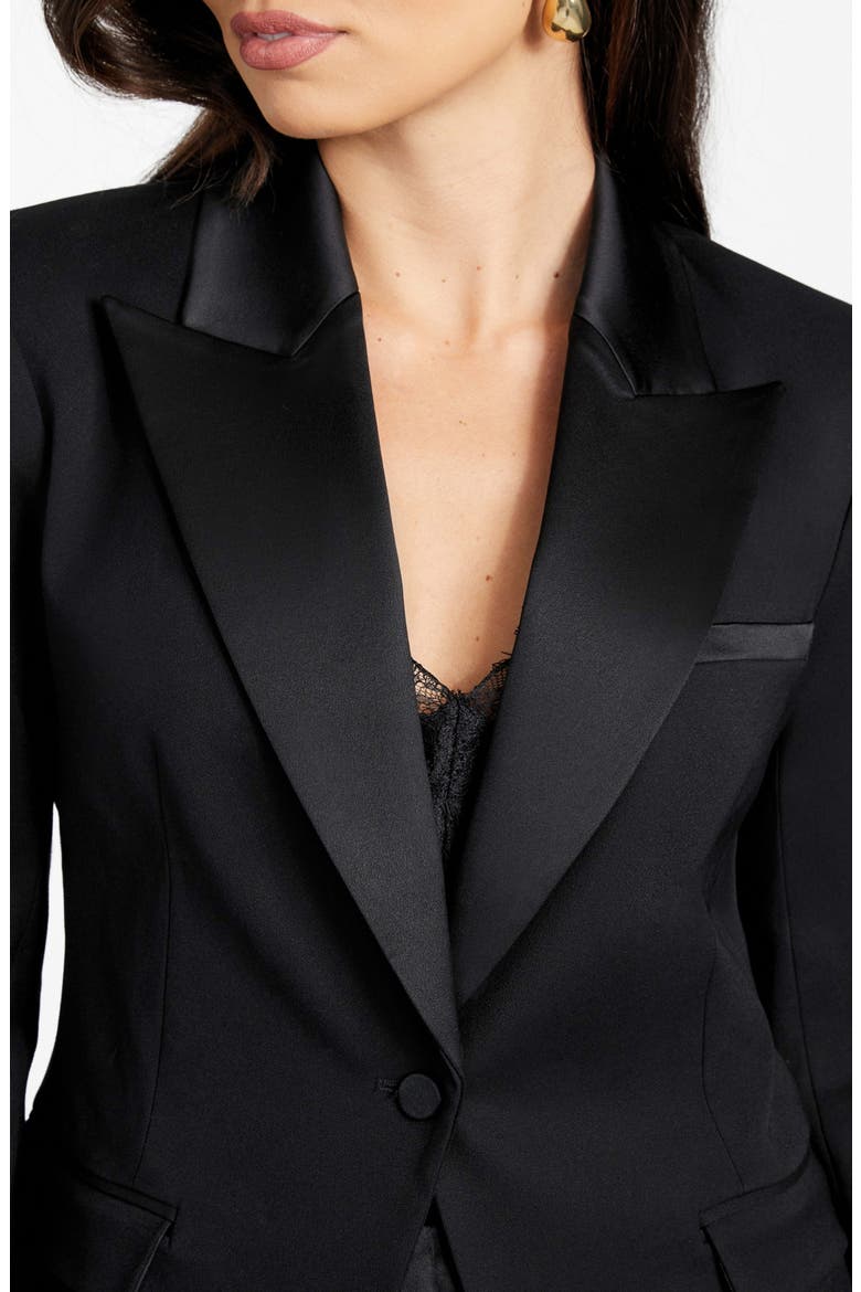 Thea One-Button Blazer, Alternate, color, JBLACK-BLACK