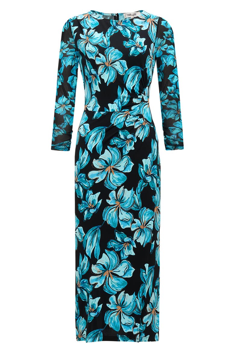 Linea Floral Midi Dress, Alternate, color, OPERA FLORAL BLK MED/ SM