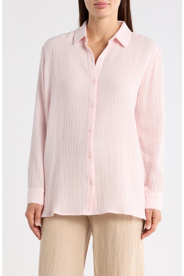 Easy Classic Organic Cotton Button-Up Shirt, Main, color, CRISP PINK