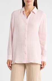 Eileen Fisher Easy Classic Organic Cotton Button-Up Shirt