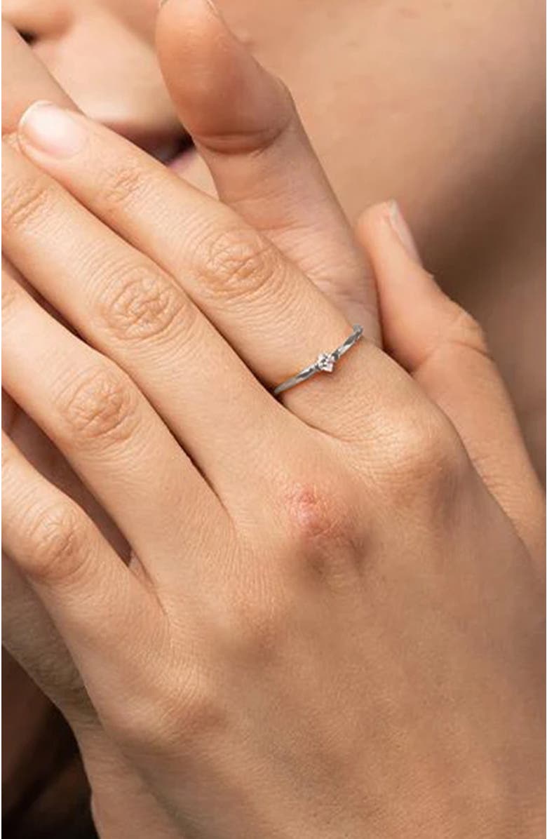 Bearfruit Jewelry 14k Gold Plated Thin Crystal Solitaire Ring Holiday Gift Idea, Alternate, color, Silver