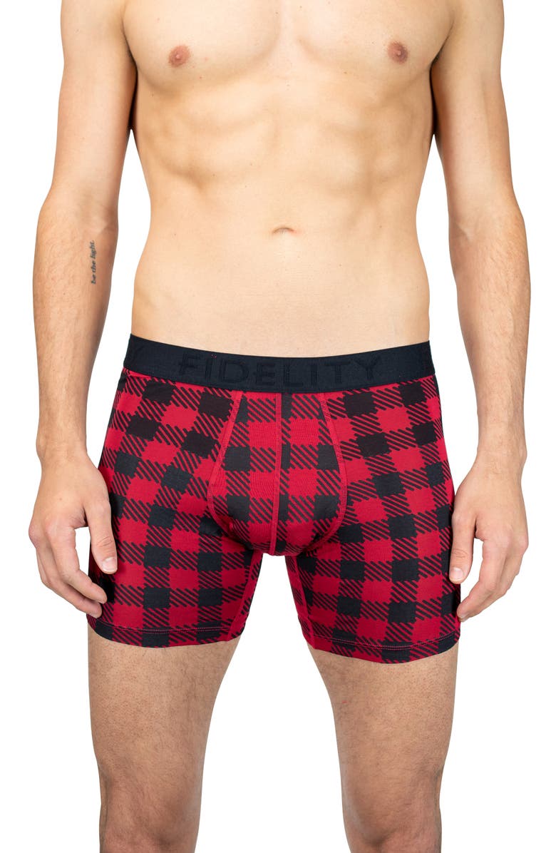 Fidelity Denim The Epic X-Hold Lumberjack Plaid Performance Boxer Briefs, Main, color, 