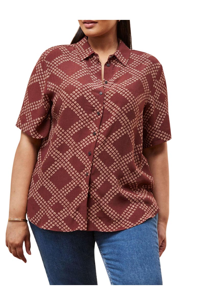 Live Unlimited Geo Print Short Sleeve Shirt, Alternate, color, Brown