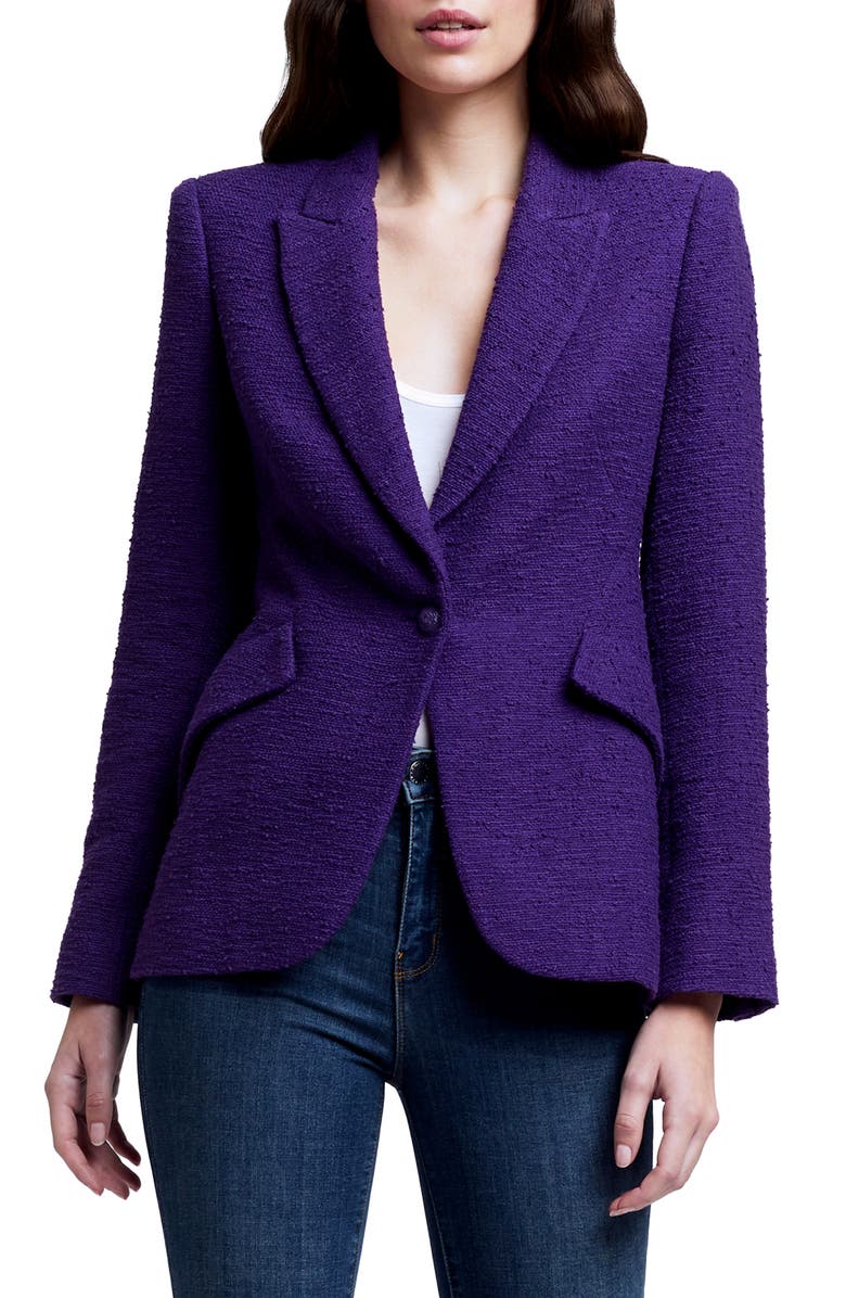 L'AGENCE Chamberlin Textured Stretch Cotton Blazer, Main, color, 