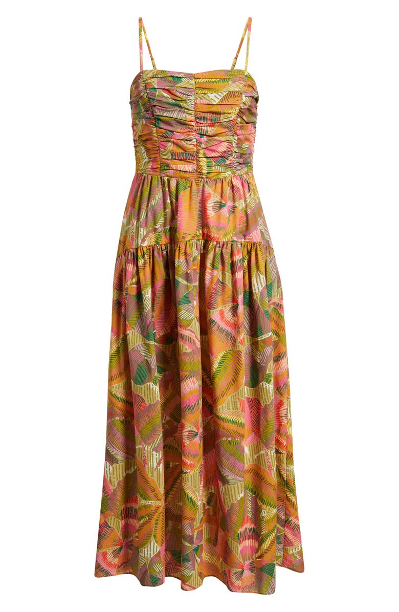 Vince Camuto Pleated Cotton Poplin Maxi Sundress, Alternate, color, Green Mult