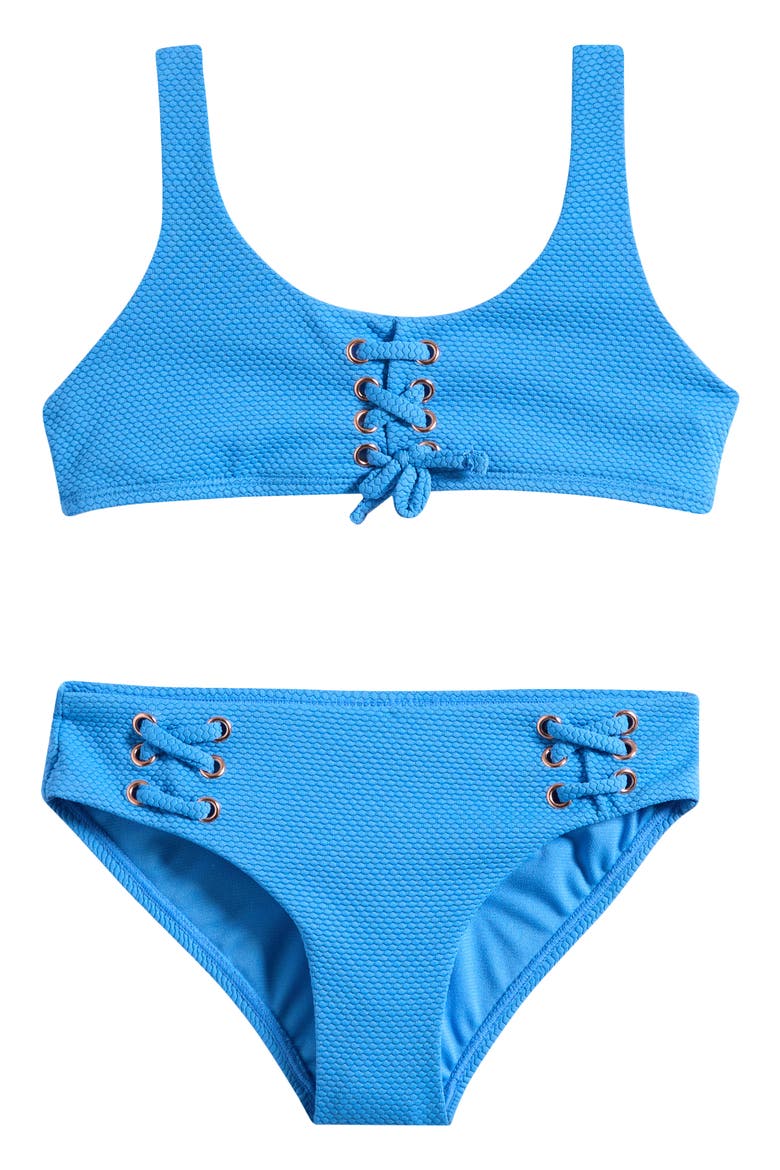 Kids' Newport Lace-Up Two-Piece Swimsuit, Main, color, SALTWATER