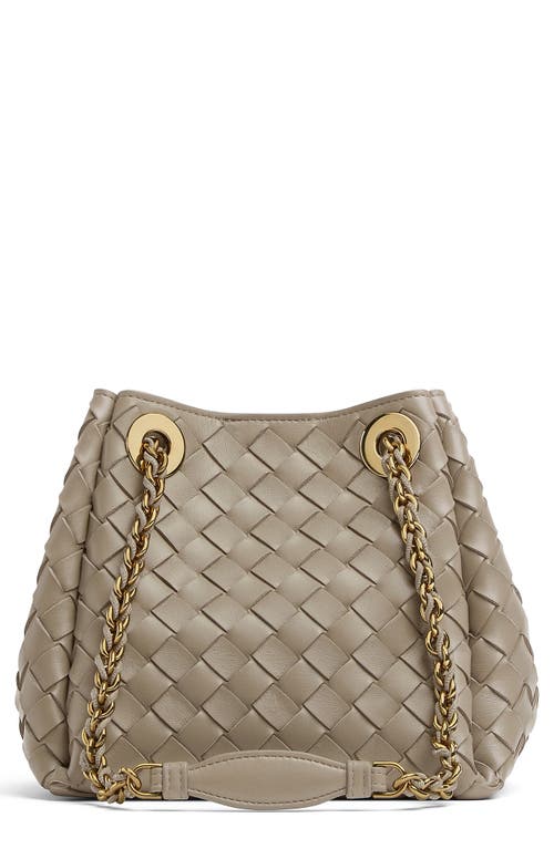 Bottega Veneta Small Parachute Chain Intrecciato Leather Shoulder Bag in 2819 Limestone-Muse Brass at Nordstrom