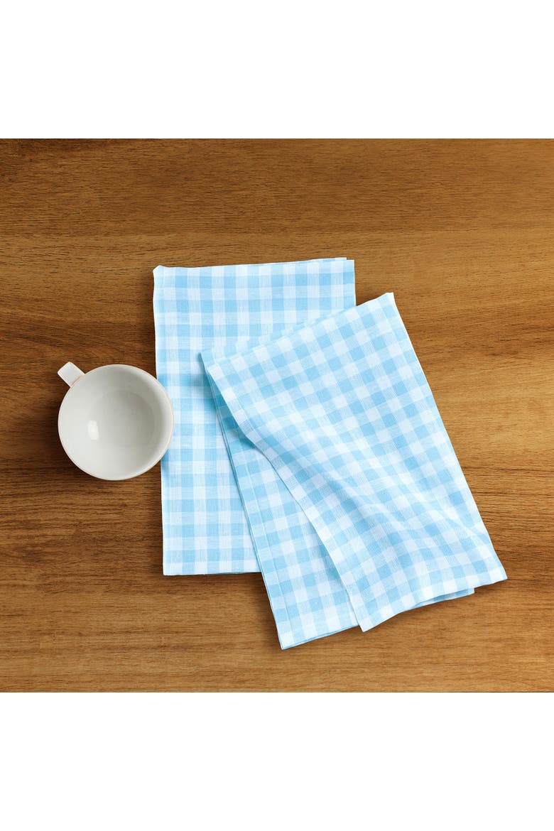 Linen Kitchen Towels Set of 2, 17 x 26" - Gingham Check, Alternate, color, Blue Bell