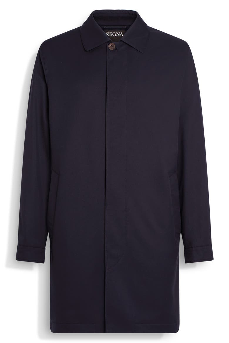 Twill Overcoat, Alternate, color, NVY SOLID