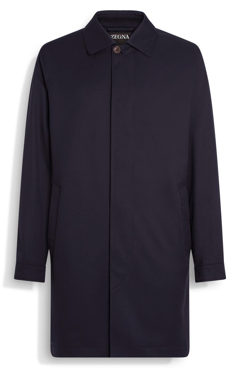 ZEGNA Twill Overcoat, Alternate, color, Nvy Solid