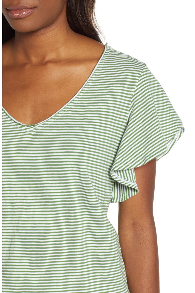 Flounce Short Sleeve Tee, Alternate, color, GREEN- WHITE EVEN STRIPE