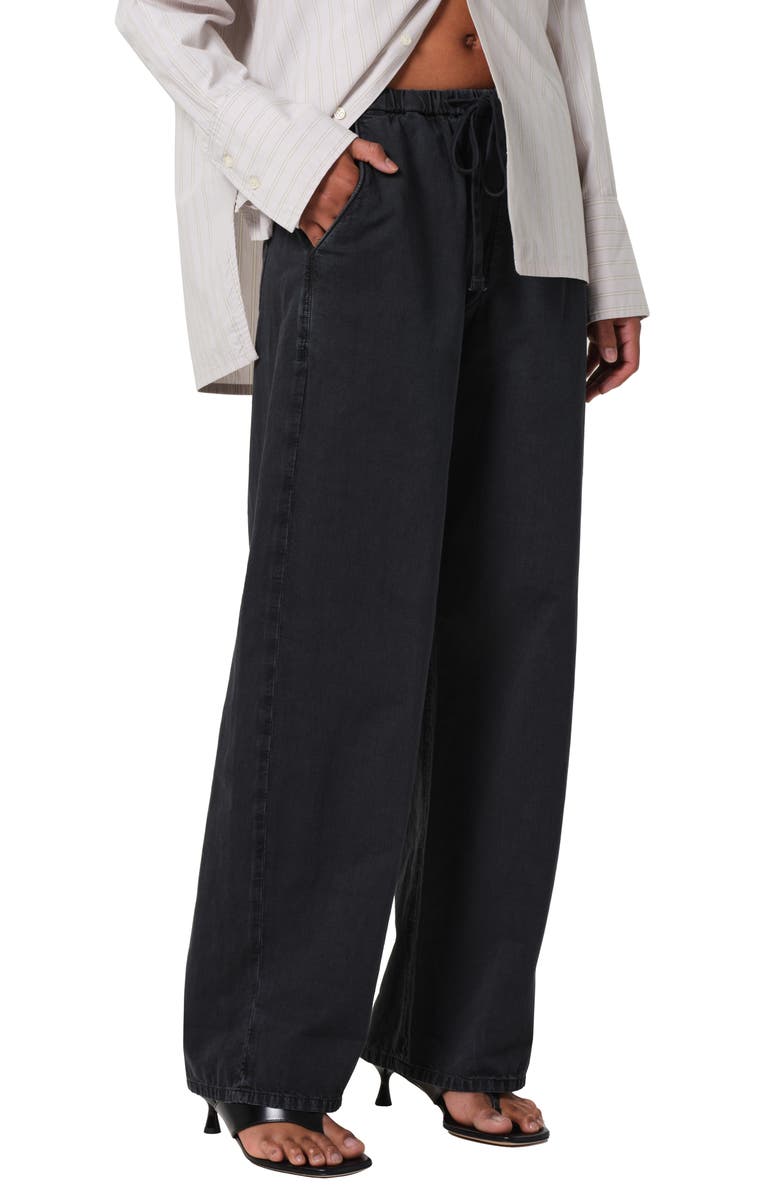 Citizens of Humanity Aurora Pull-On Cotton & Hemp Pants, Main, color, Washed Black