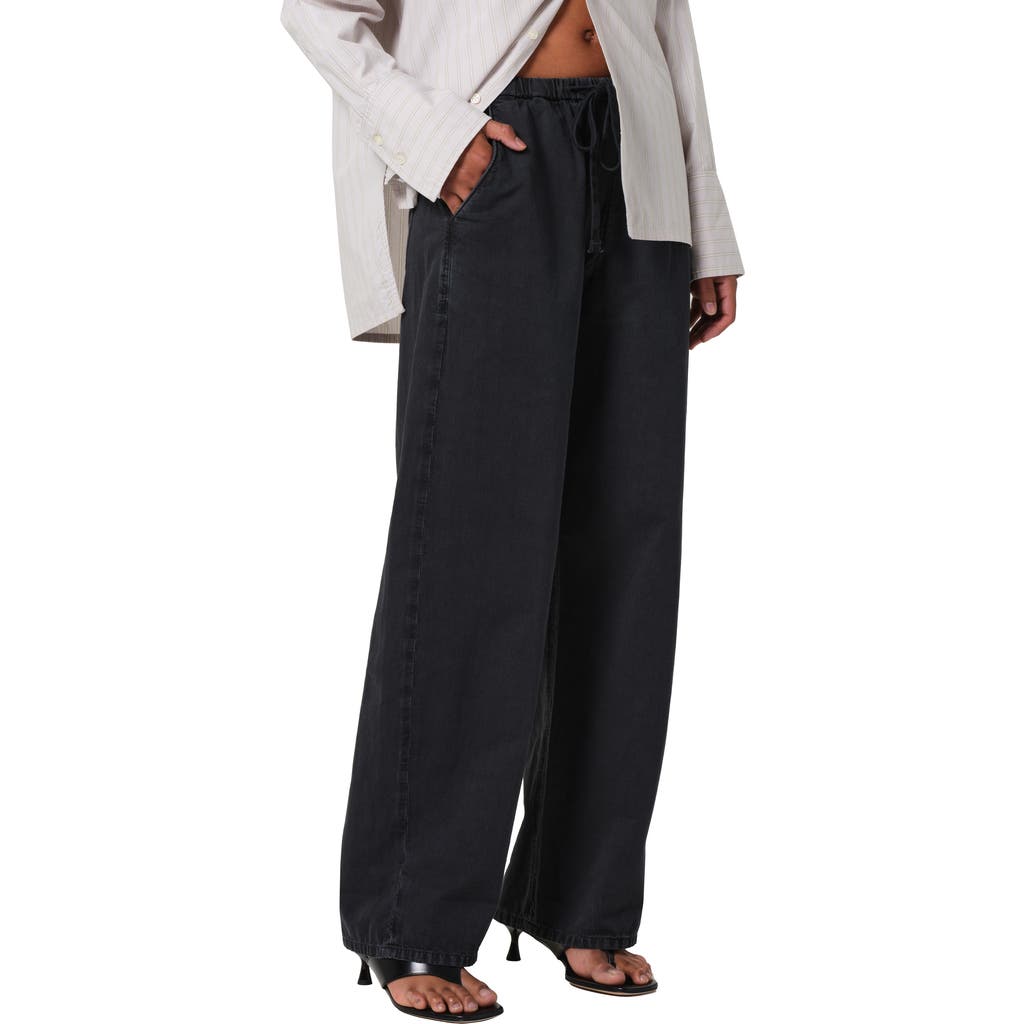 Citizens of Humanity Aurora Pull-On Cotton & Hemp Pants in Washed Black  product