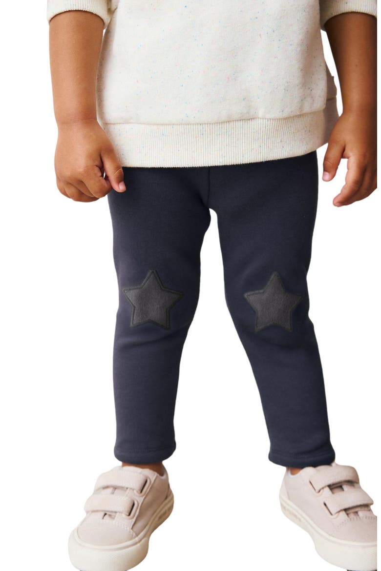 Kids' Star Knee Patch Leggings, Alternate, color, BLACK