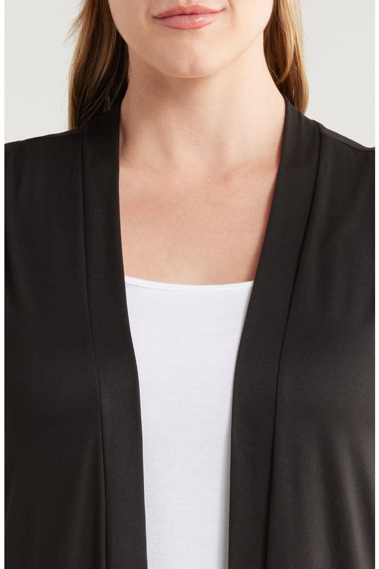 Open Front Long Vest, Alternate, color, BLACK