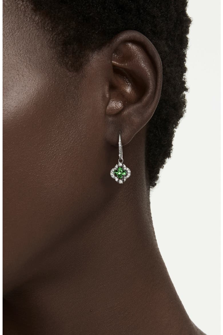 Una Clover Swarovski Crystal Drop Earrings, Alternate, color, GREEN WITH RHODIUM
