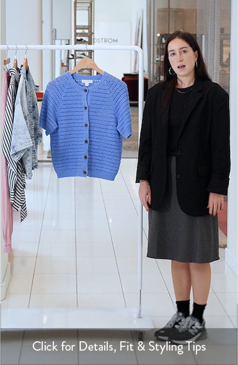 Open Stitch Short Sleeve Cotton Cardigan, sales video thumbnail