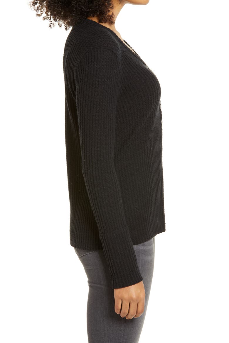 High Cuff Henley Top, Alternate, color, BLACK