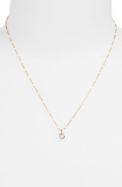 Argento Vivo Sterling Silver Enamel Station Cubic Zirconia Necklace In Gold