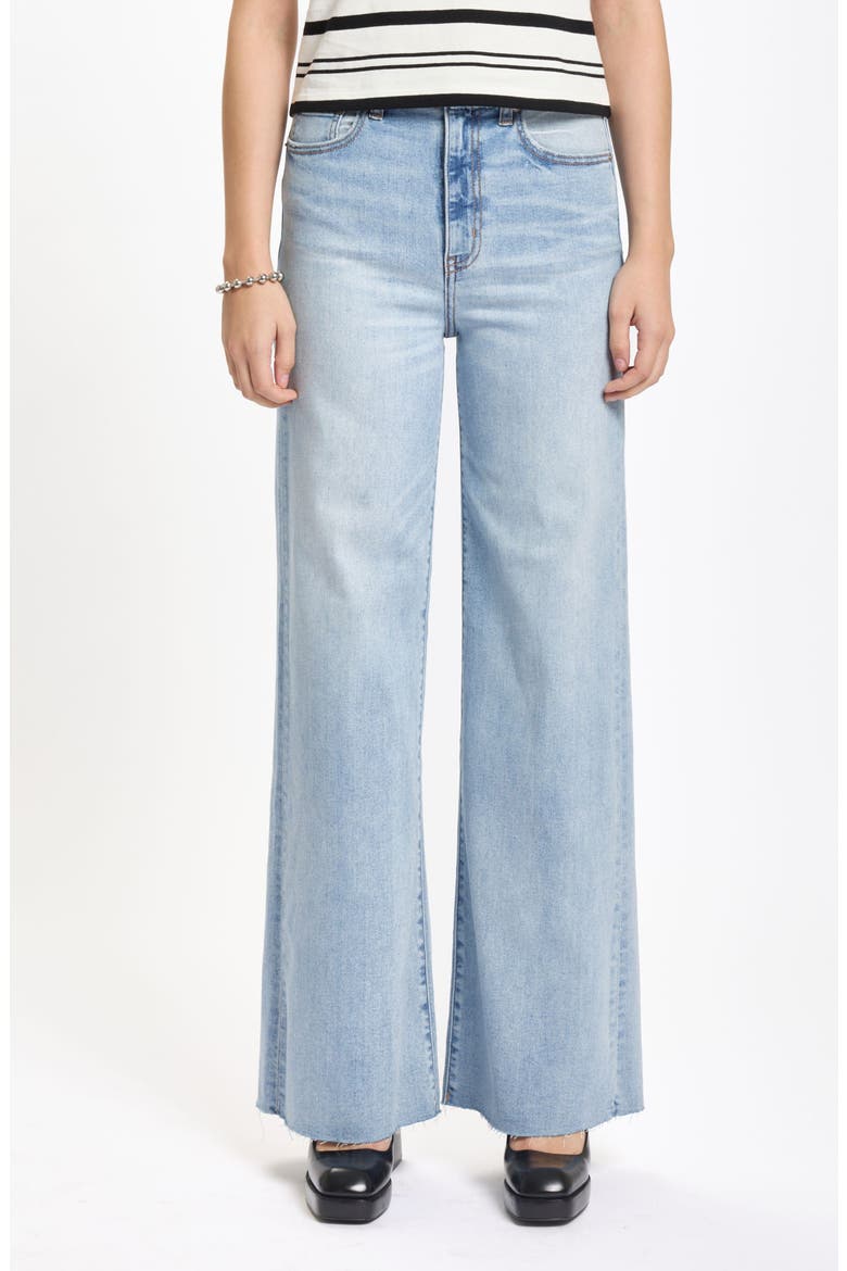 Far Out High Waist Raw Hem Wide Leg Jeans, Main, color, STARRY