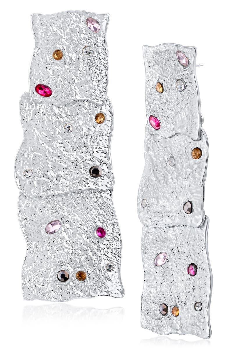 JARDIN Multicolor Crystal Waterfall Statement Earrings, Main, color, Multi/ Silver