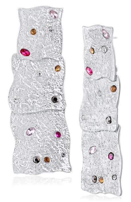 JARDIN Multicolor Crystal Waterfall Statement Earrings