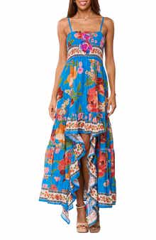 RANEES Floral High-Low Maxi Dress