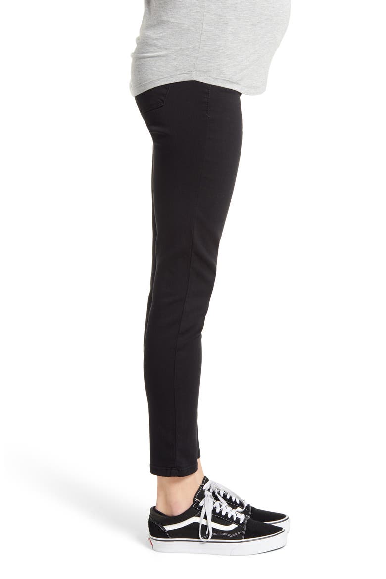 Silky Denim Maternity Ankle Skinny Jeans, Alternate, color, BLACK