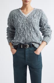 Eleventy V-Neck Cable Knit Sweater