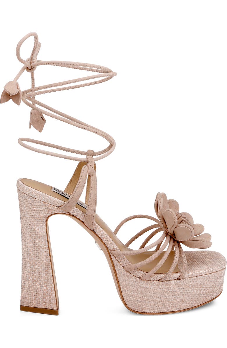 Badgley Mischka Collection Wanette Ankle Wrap Platform Sandal, Alternate, color, Beige Suede