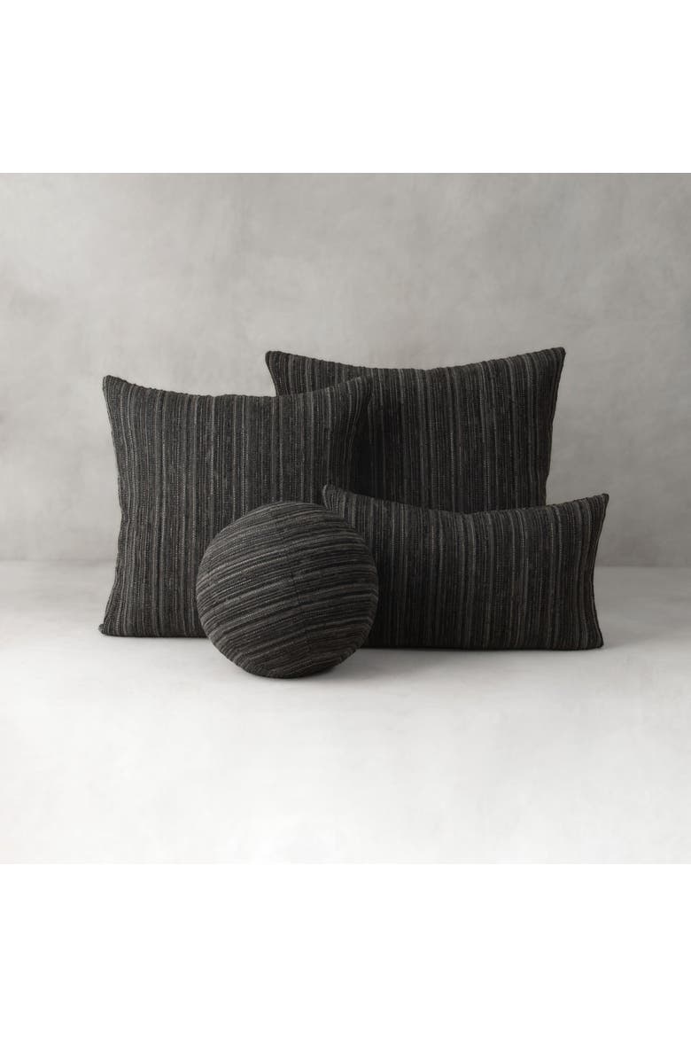 Luxe Stripe Chenille & Boucle textured Indoor & Outdoor Woven Accent Pillow, Alternate, color, Charcoal